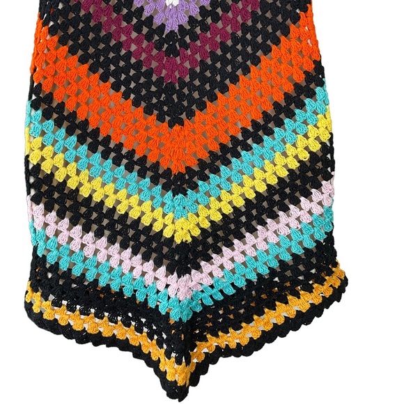 Alix Pinho | NWOT Hastanking Retro Crochet Mini Dress in Multicolor Size M - Picture 5 of 10